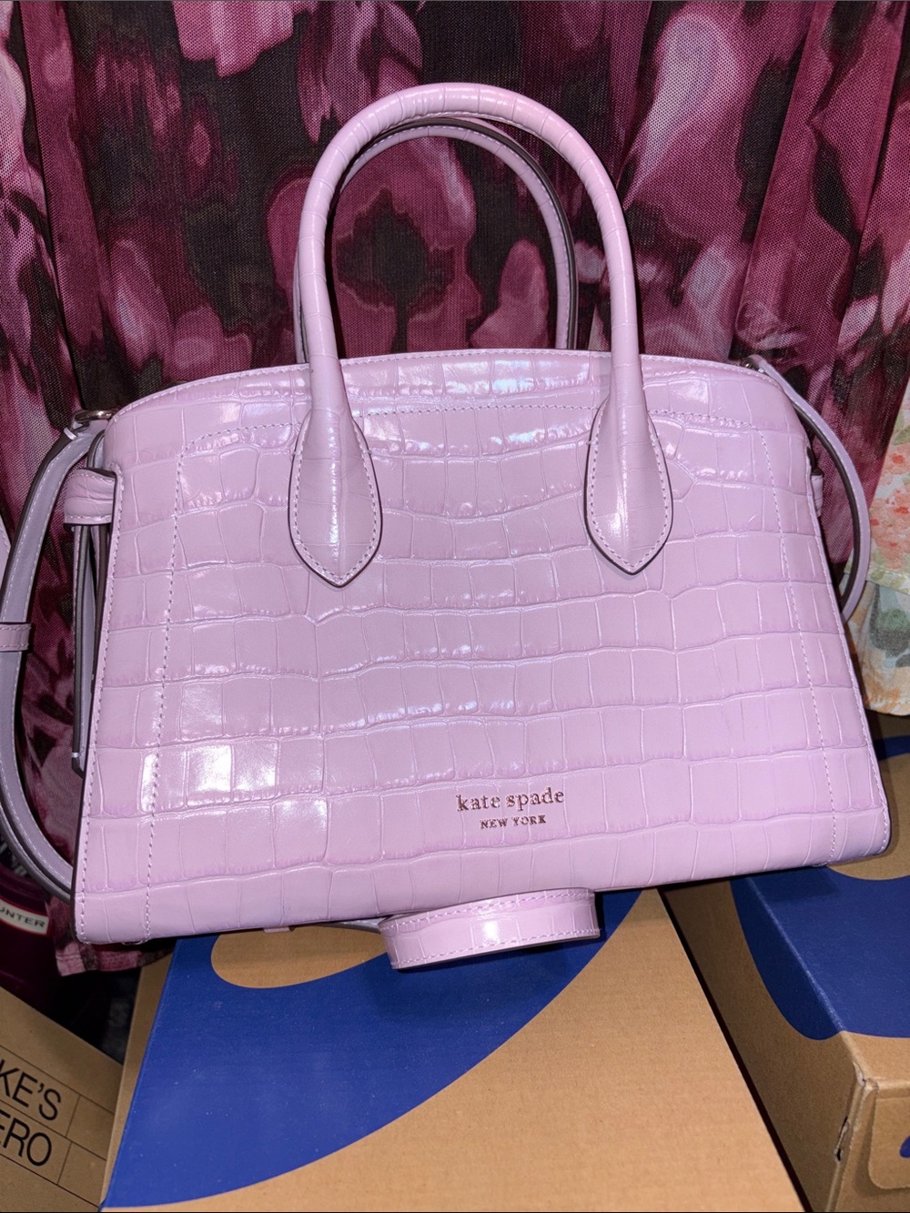 kate spade Lilac Croc-Embossed Satchel